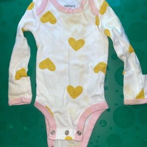 Carter's White and Yellow Heart One Piece